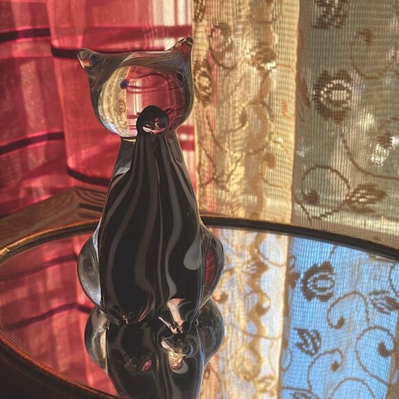 Cute vintage crystal art glass cat figurine - Picture 2 of 10